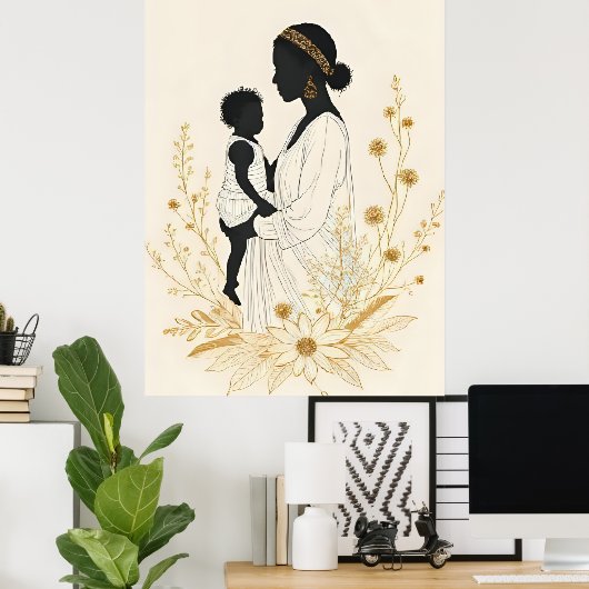 In Her Silence, He Finds Safety I ポスター (ホームオフィス)