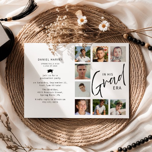 In His Grad Era Photo Collage Graduation 招待状