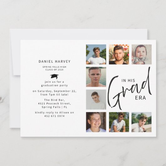 In His Grad Era Photo Collage Graduation 招待状 (正面)