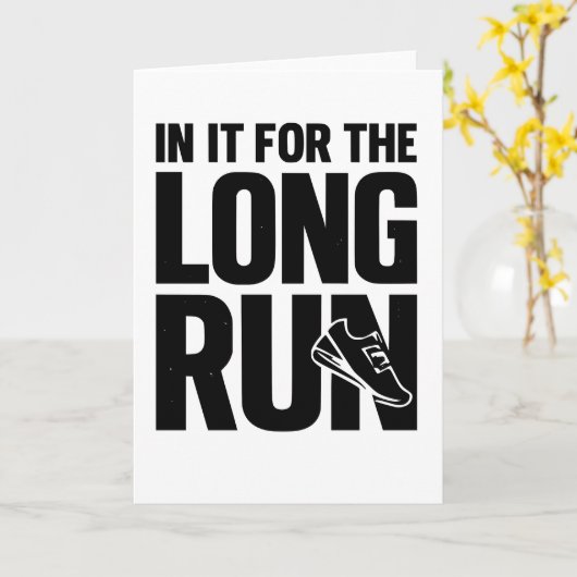 in It for The Long Run Runner Pun Running Quote カード (黄色い花)