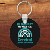 In January We Wear Teal Cervical Cancer Awareness  キーホルダー (正面)