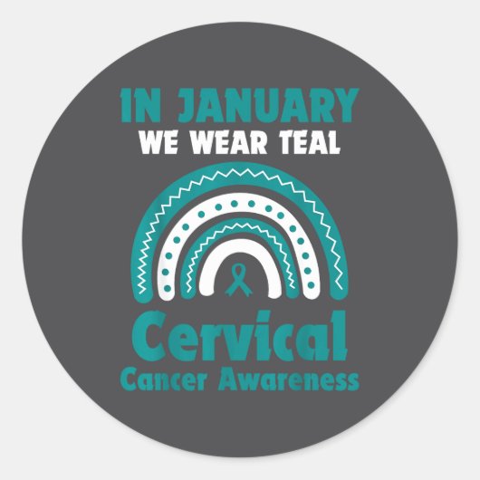 In January We Wear Teal Cervical Cancer Awareness  ラウンドシール (正面)