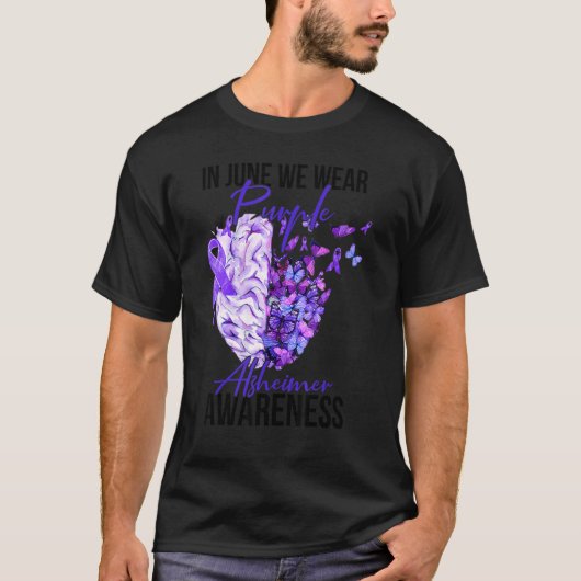 In June We Wear Purple Alzheimer Awareness Brain Tシャツ (正面)