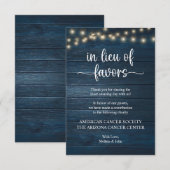 in lieu of favors Rustic String Lights Navy Blue エンクロージャーカード (正面/裏面)