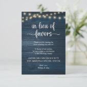 in lieu of favors Rustic String Lights Navy Blue エンクロージャーカード (スタンド正面)