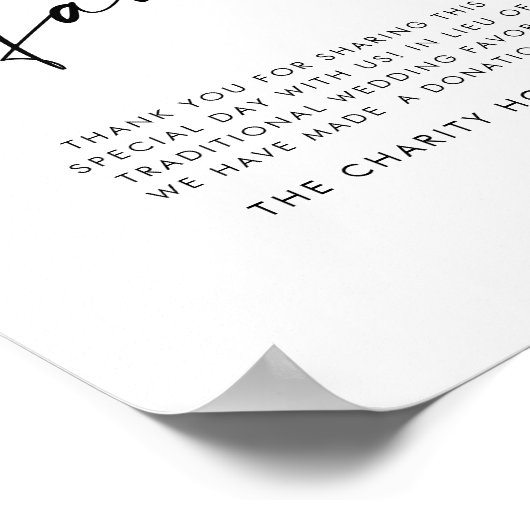 In Lieu Of Favors Wedding Sign ポスター (角)