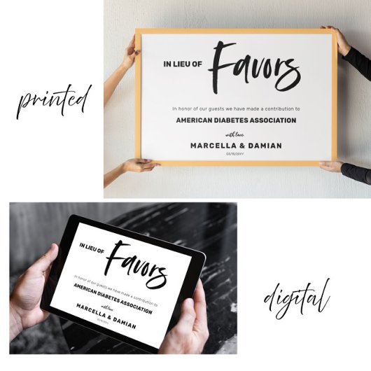 In lieu of favors wedding sign poster ポスター