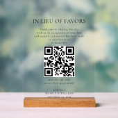In Lieu of Favors With QR Code For Wedding Charity アクリルサイン (ニュートラル)