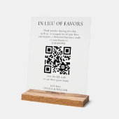 In Lieu of Favors With QR Code For Wedding Charity アクリルサイン (傾斜)
