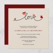 In Loveシンプルエレガント文字結婚の 招待状 (正面/裏面)
