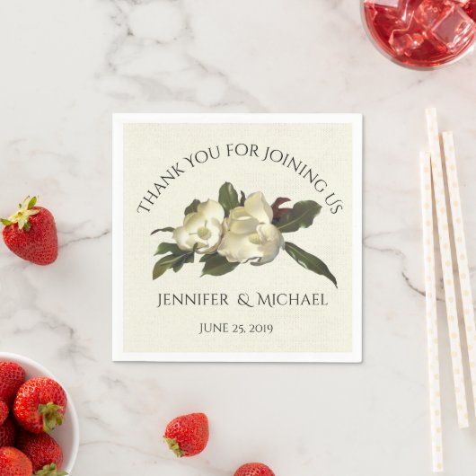 In Love -ヴィンテージマグノリア結婚フローラカスタムズ スタンダードカクテルナプキン (インサイチュ)