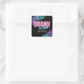 In Love 飲 Neon Blue & Pink Tropical Bach スクエアシール (バッグ)