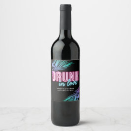 In Love 飲 Neon Blue & Pink Tropical Bach ワインラベル