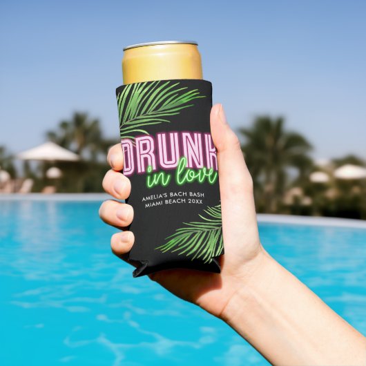 In Love 飲 Neon Green & Pink Tropical Bach スリム缶クーラー (インサイチュ プール)