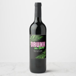 In Love 飲 Neon Green & Pink Tropical Bach ワインラベル