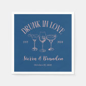 In Love 飲 Pink&Blueパーソナライズズ結婚ナプキン スタンダードカクテルナプキン (正面)