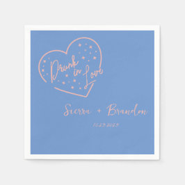 In Love 飲 Pink&Blue Monogramのナ結婚プキンス スタンダードカクテルナプキン