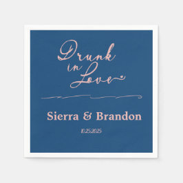 In Love 飲 Pink&Blue Monogramのナ結婚プキンス スタンダードカクテルナプキン