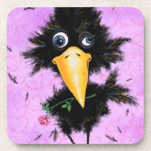 In Love Crow - -おもしろい写真/文字/名前を追加 コースター (正面)