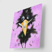 In Love Crow – 紳士 – あなたのテキスト/名前を追加 スクエア壁時計 (傾斜)