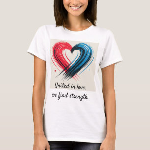 In Love Tee -統一された Inspiで赤と青のハート Tシャツ