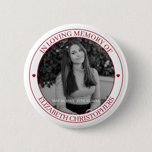 In Loving Memoryハートカスタム記念碑 缶バッジ (正面)