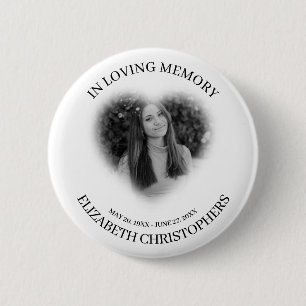 In Loving Memoryハートフレームカスタムフォトメモリアル 缶バッジ