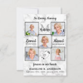 In Loving Memoryフォトコラージュ葬儀悔やみや弔慰 サンキューカード (正面)