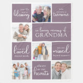 In Loving Memoryフォトコラージュ記念引用文 フリースブランケット (正面)