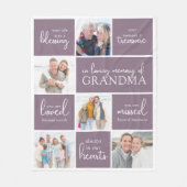In Loving Memoryフォトコラージュ記念引用文 フリースブランケット (正面)
