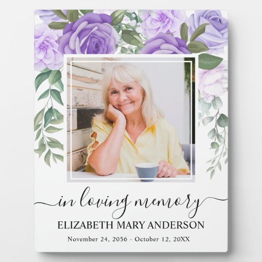 In Loving Memoryフォトパープルフローラメモリアル フォトプラーク (正面)
