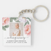 In Loving Memoryフォトピンクフローラメモリアル キーホルダー (裏面)