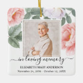 In Loving Memoryフォトピンクフローラメモリアル セラミックオーナメント (正面)