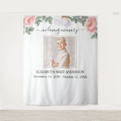 In Loving Memoryフォトピンクフローラメモリアル タペストリー (正面)