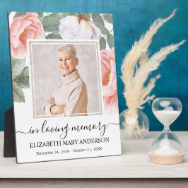 In Loving Memoryフォトピンクフローラメモリアル フォトプラーク