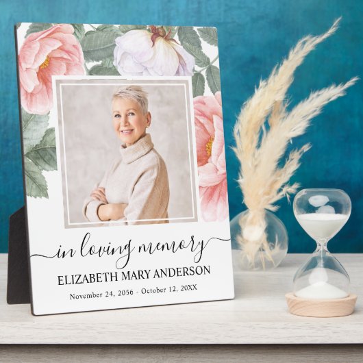 In Loving Memoryフォトピンクフローラメモリアル フォトプラーク (側面)