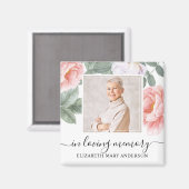 In Loving Memoryフォトピンクフローラメモリアル マグネット (正面/裏面)