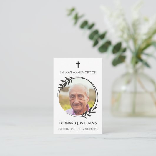In Loving Memoryフォトメモリアル祈りの言葉カード 名刺 (スタンド正面)