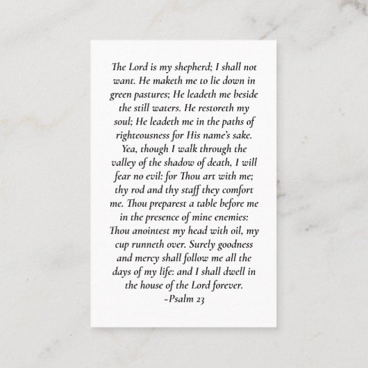 In Loving Memoryフォトメモリアル祈りの言葉カード 名刺 (裏面)