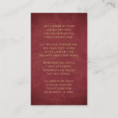 In Loving Memoryマルーン金ゴールド写真葬儀カード 名刺 (裏面)