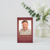 In Loving Memoryマルーン金ゴールド写真葬儀カード 名刺 (スタンド正面)