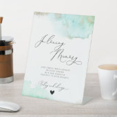 In Loving Memoryメモリアルビーチティール（緑がかった色）金ゴールド結婚 台座サイン (インサイチュ)