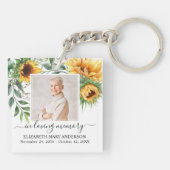 In Loving Memory写真ひまわりフローラメモリアル キーホルダー (裏面)