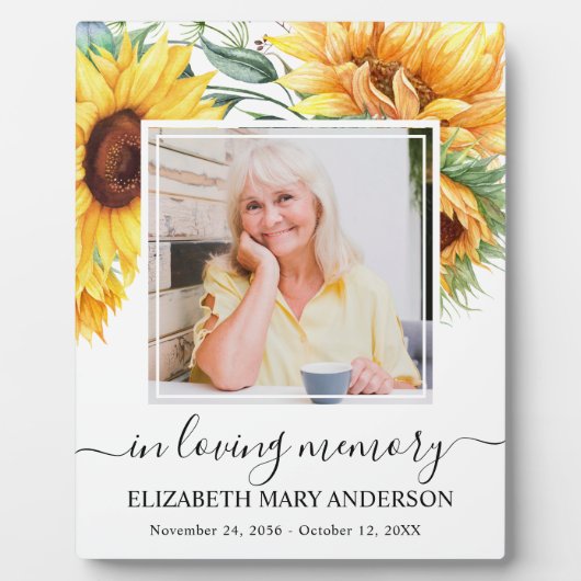 In Loving Memory写真ひまわりフローラメモリアル フォトプラーク (正面)