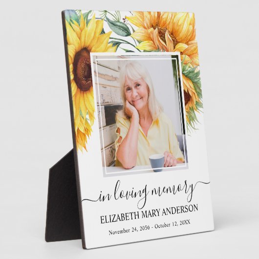 In Loving Memory写真ひまわりフローラメモリアル フォトプラーク (側面)