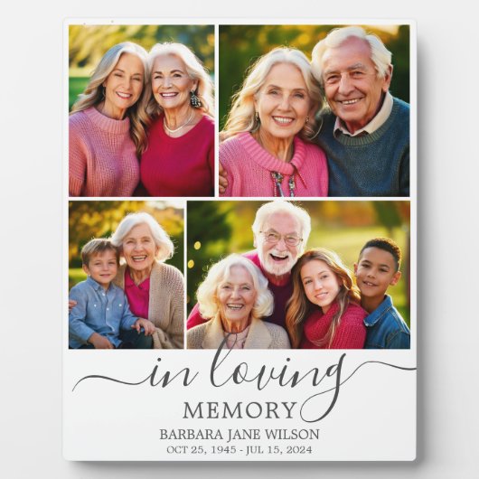 In Loving Memory写真コラージュ記念記念キープサケ フォトプラーク (正面)