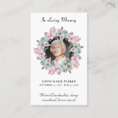 In Loving Memory写真フローラメモリアル祈りの言葉カード 名刺 (正面)