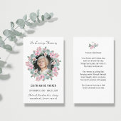 In Loving Memory写真フローラメモリアル祈りの言葉カード 名刺