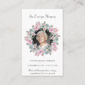 In Loving Memory写真フローラメモリアル祈りの言葉カード 名刺 (正面)