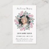 In Loving Memory写真フローラメモリアル祈りの言葉カード 名刺 (正面)